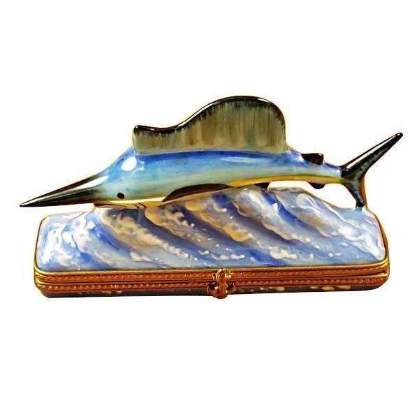 Swordfish Limoges Box for Collectors Porcelain Limoges fish ocean beach French Trinket Box