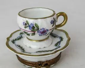 Purple Flower Tea Cup for Elegant Moments Porcelain Limoges China French Trinket Box