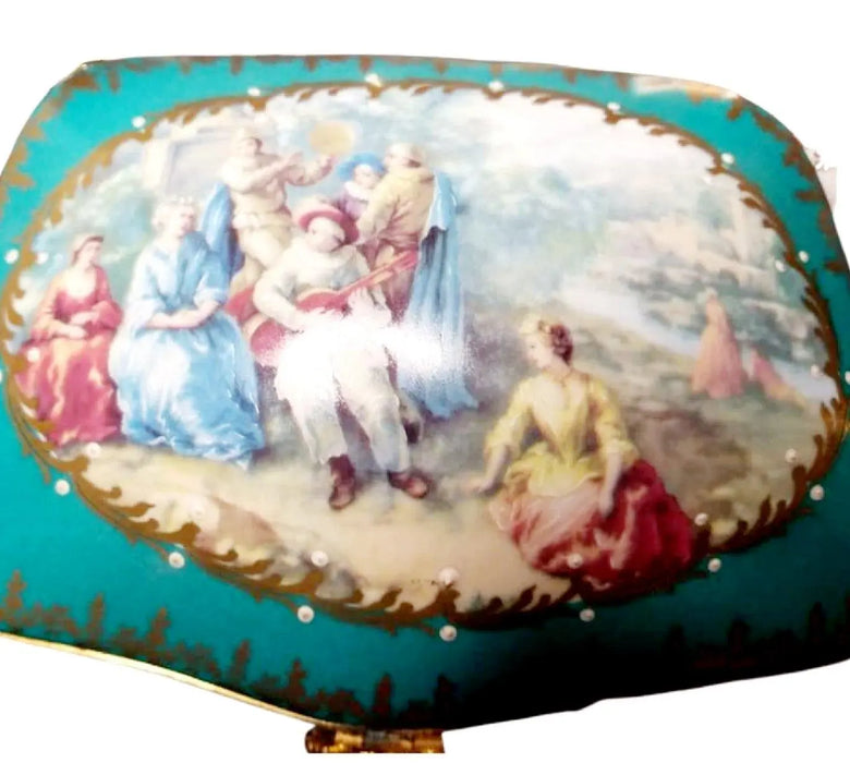 Teal Elegance Jewelry Box for Sophisticated Collectors Porcelain Limoges jewelry traditional French Trinket Box