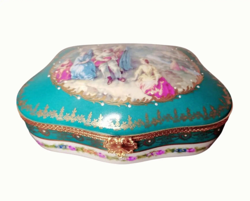 Teal Elegance Jewelry Box for Sophisticated Collectors Porcelain Limoges jewelry traditional French Trinket Box