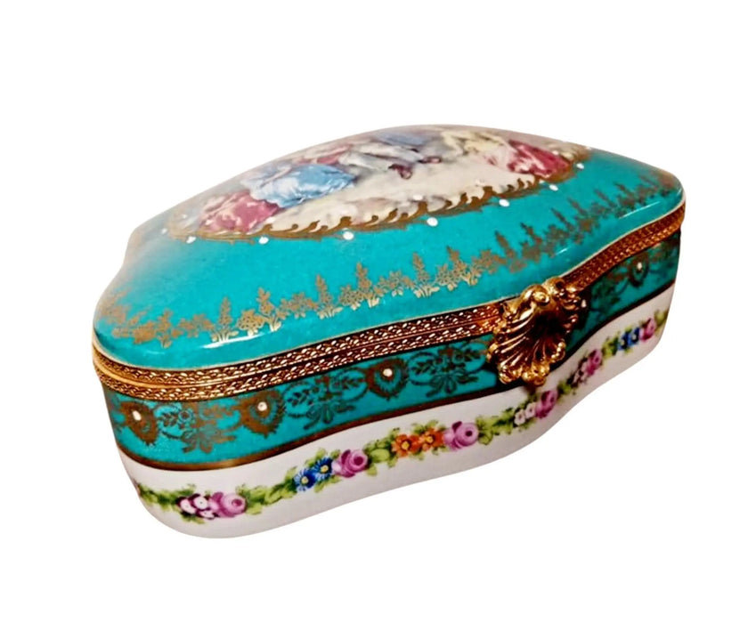 Teal Elegance Jewelry Box for Sophisticated Collectors Porcelain Limoges jewelry traditional French Trinket Box