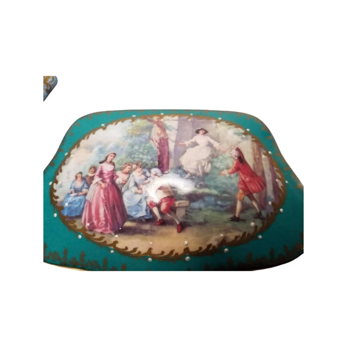 Teal Elegance Jewelry Box for Art Lovers Porcelain Limoges jewelry traditional French Trinket Box