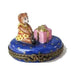 Painted details on the Teddy Bear Present Limoges box, French art in miniature