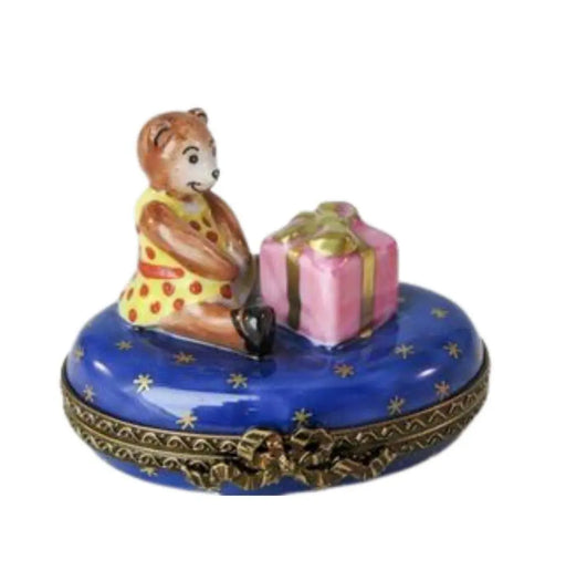 Teddy Bear Gift Box for Collectors Porcelain Limoges Teddy xmas French Trinket Box