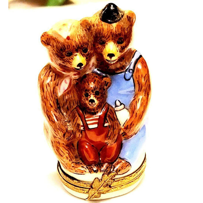 Three Bears Family Limoges Box for Collectors Porcelain Limoges bear fairy story Fairy Tale French Trinket Box