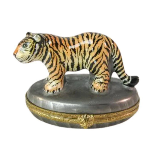 Tiger Limoges Box for Animal Lovers Porcelain Limoges wild limoges boxes French Trinket Box
