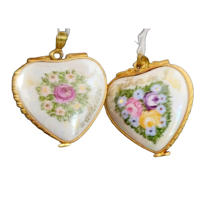 Parisian Romance Keepsake for Lovers Porcelain Limoges heart pendant france French Trinket Box