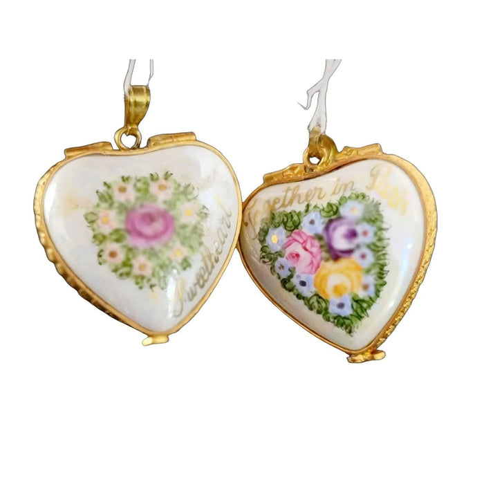 Parisian Romance Keepsake for Lovers Porcelain Limoges heart pendant france French Trinket Box