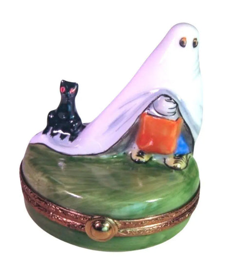 Trick or Treat Ghost for Halloween Decor Porcelain Limoges halloween French Trinket Box
