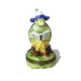 Hand-painted Turtle Reading Limoges box, French artistry for lovers of fine art