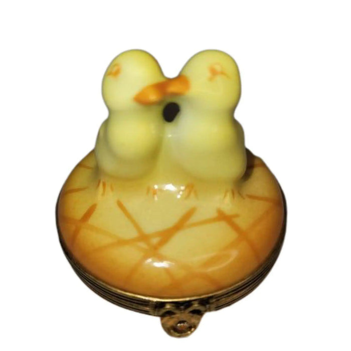 Two Chicks Smooching Box for Bird Lovers Porcelain Limoges chick farm easter Rochard Limoges Box French Trinket Box