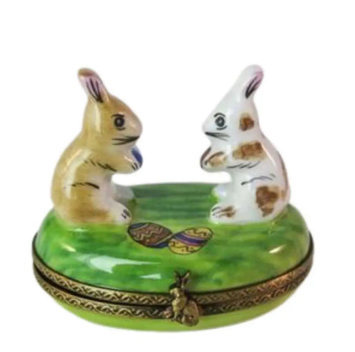 Two Easter Rabbits Limoges Box Porcelain Limoges mice rabbit limoges boxes French Trinket Box