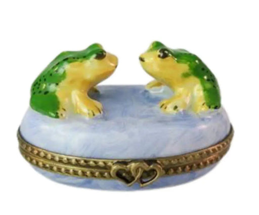 Two Frogs Limoges Box Porcelain Limoges frog limoges boxes French Trinket Box