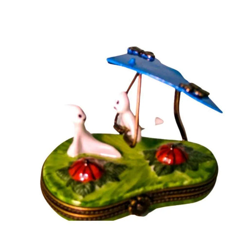 Two Ghosts Swinging Figurine for Collectors Porcelain Limoges halloween French Trinket Box