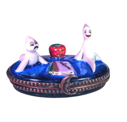 Two Ghosts Playing for Home Decor Porcelain Limoges halloween French Trinket Box