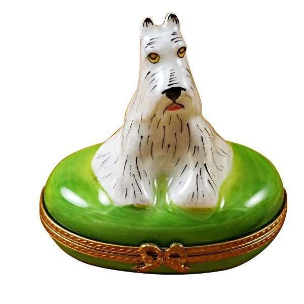 White Schnauzer Limoges Box for Dog Lovers Porcelain Limoges dog French Trinket Box