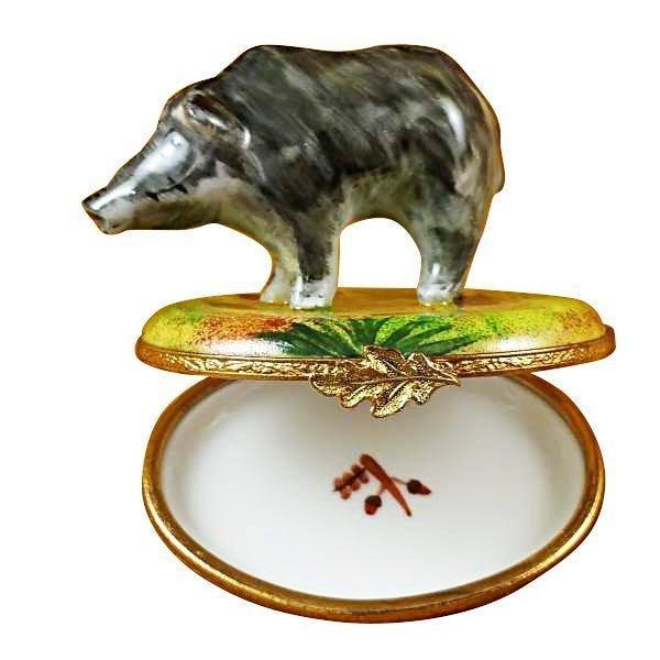 Wild Boar Pig Limoges Box for Collectors Porcelain Limoges pig French Trinket Box