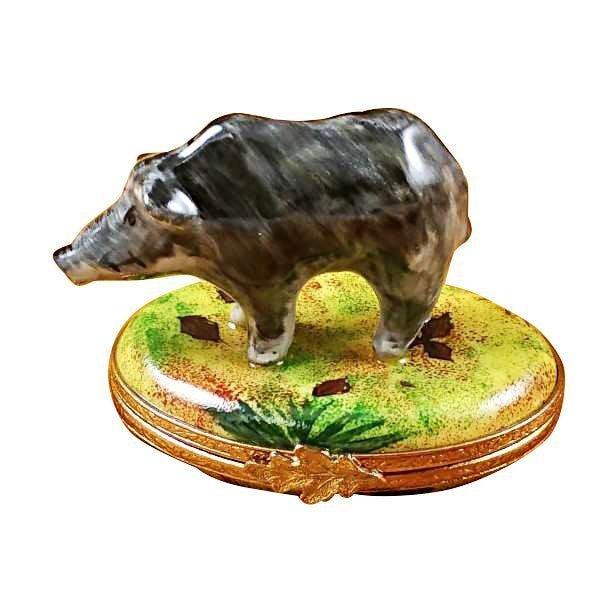 Wild Boar Pig Limoges Box for Collectors Porcelain Limoges pig French Trinket Box