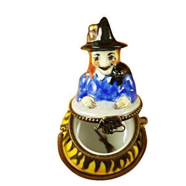 Witch in a Pot Limoges Box for Collectors Porcelain Limoges halloween French Trinket Box
