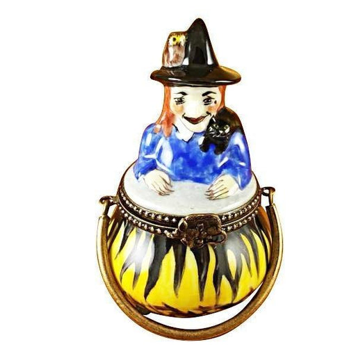 Witch in a Pot Limoges Box for Collectors Porcelain Limoges halloween French Trinket Box