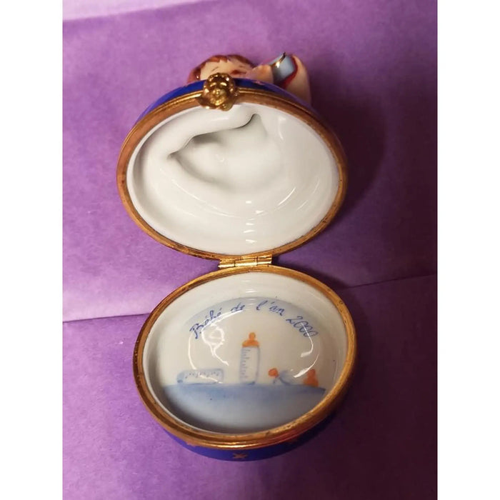 Year 2000 Baby Keepsake Porcelain Limoges baby maternity limoges boxes French Trinket Box