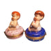 Pair Year 2000 Baby Figurines for Nursery Decor Porcelain Limoges Babies Figurine French Trinket Box