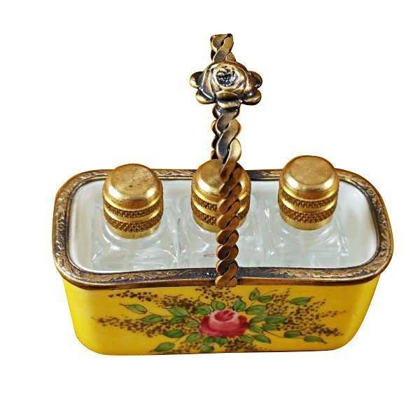 Yellow Basket Limoges Box for Elegant Collectors Porcelain Limoges perfume French Trinket Box