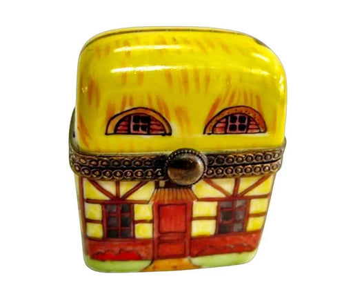 Yellow Cottage Limoges Box for Home Decor Porcelain Limoges home French Trinket Box