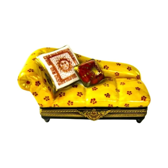 Limoges Boutique presents the Yellow Couch, a genuine Limoges box painted by hand in France