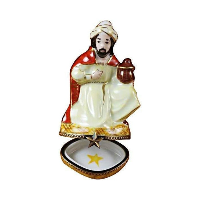 Artisan-painted Yellow King Wiseman Limoges box from France, a cherished collectible