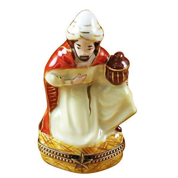 Yellow King Wiseman for Collectors Porcelain Limoges nativity French Trinket Box