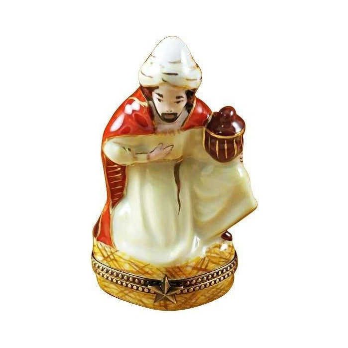 Genuine Rochard Yellow King Wiseman Limoges box painted by hand in France for Christmas, from Limoges Boutique