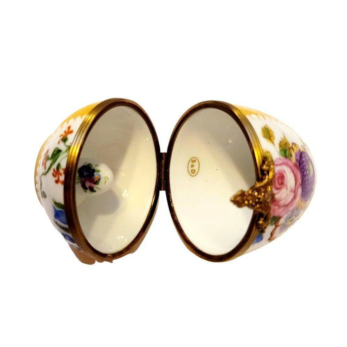 Yellow Rose Treasure for Collectors Porcelain Limoges Egg Limoges Boxes traditional French Trinket Box