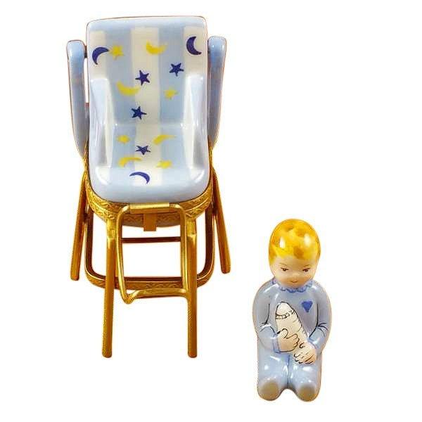Baby High Chair Blue Limoges Box - Limoges Box Boutique