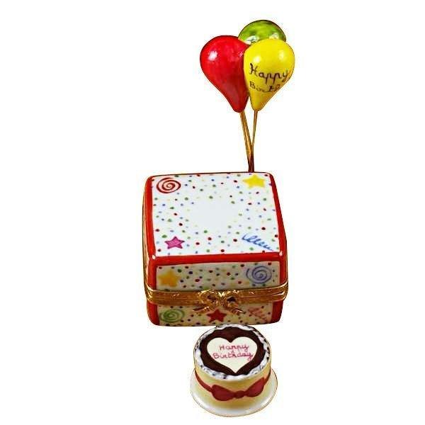 Birthday Cake with Balloons and Confetti Limoges Box - Limoges Box Boutique