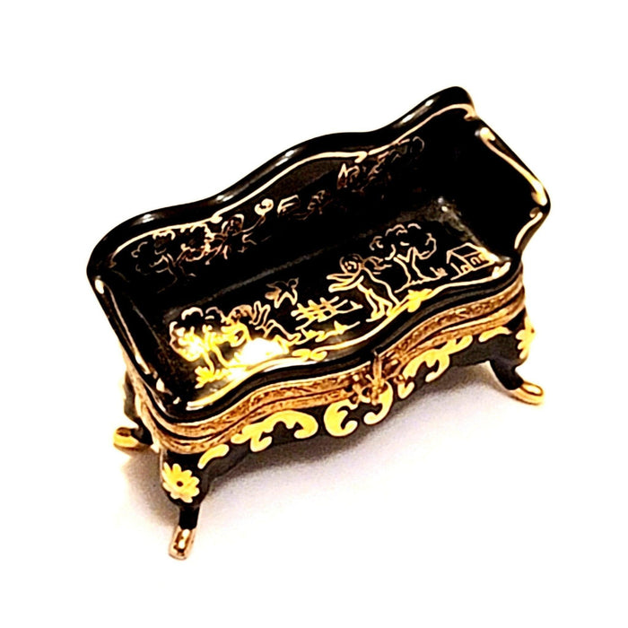 Black French Antique Couch Museum Collection Limoges Box Figurine - Limoges Box Boutique