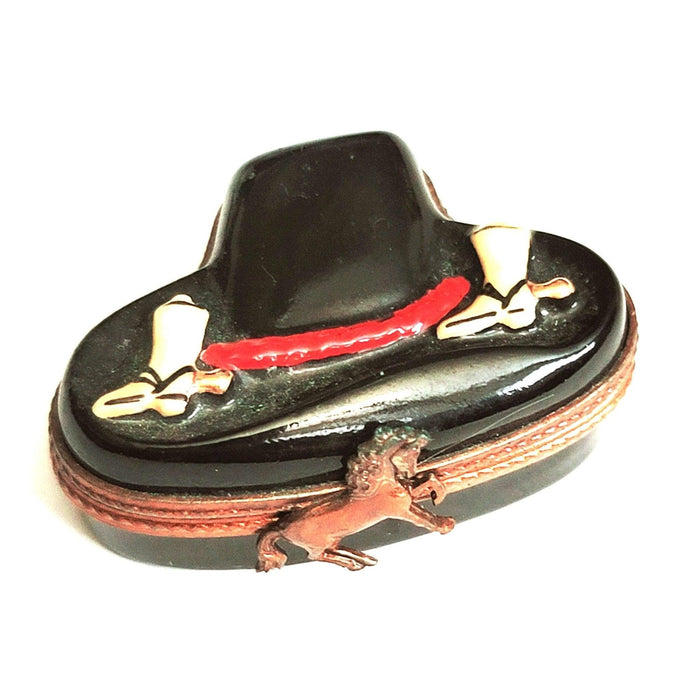 Black Mini Cowboy Hat Limoges Box Figurine - Limoges Box Boutique