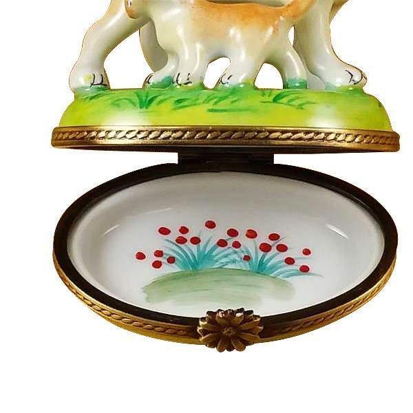 Blond / Yellow Labrador with Puppy Limoges Box - Limoges Box Boutique
