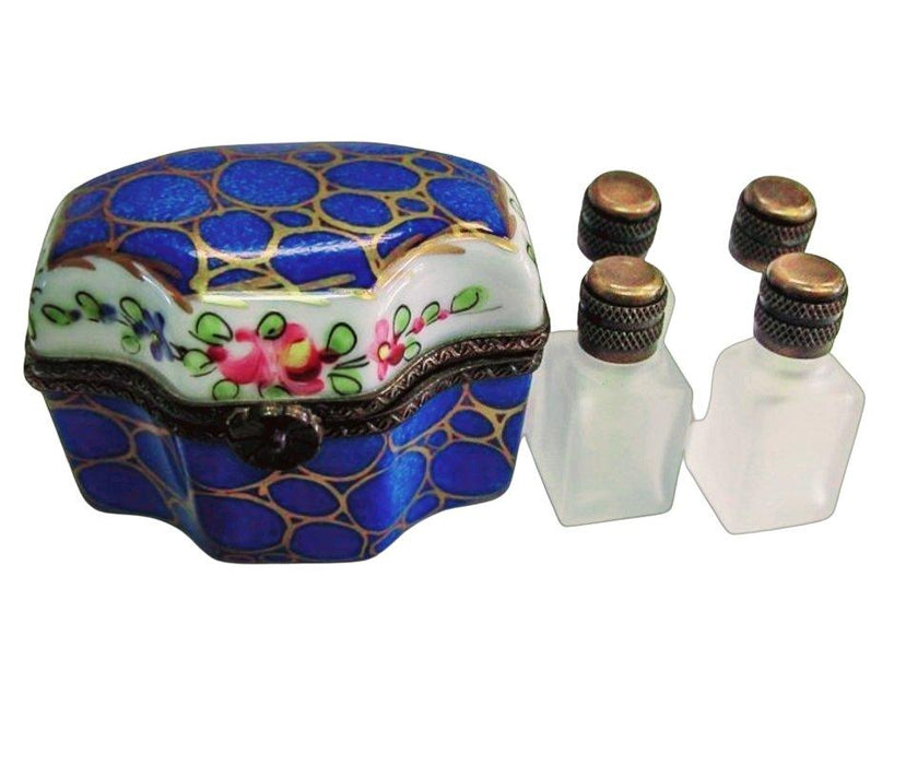 Blue 4 Perfume Boxes Porcelain Limoges Trinket Box - Limoges Box Boutique