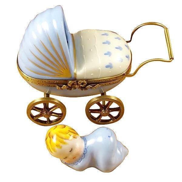 Blue Baby Carriage Limoges Box - Limoges Box Boutique