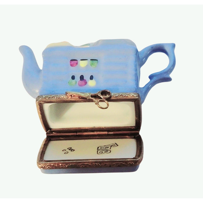 Blue Beauty shop Teapot Porcelain Limoges Trinket Box - Limoges Box Boutique