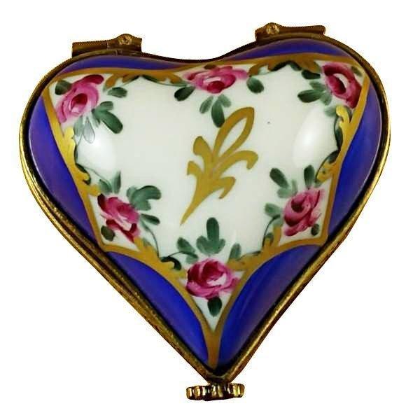 Blue Heart with Flowers Limoges Trinket Box - Limoges Box Boutique