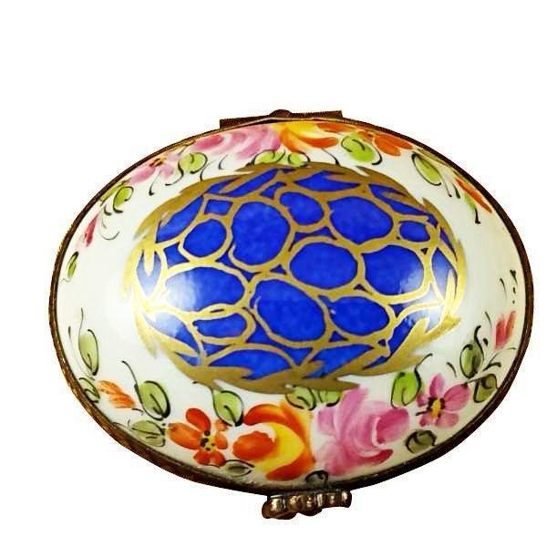 Blue Oval with Gold Circles Limoges Box - Limoges Box Boutique