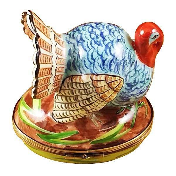 Blue Turkey with Cornstalk Limoges Box - Limoges Box Boutique