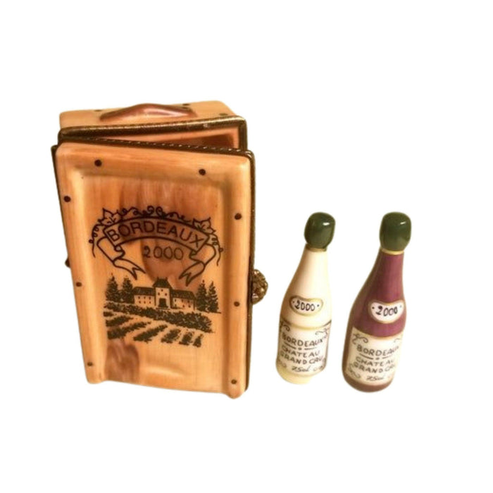 Bordeaux Crate two Wine Bottle - 1 of 1000 2 1/4 x 1 1/2- Retired Rare Limoges Box Figurine - Limoges Box Boutique