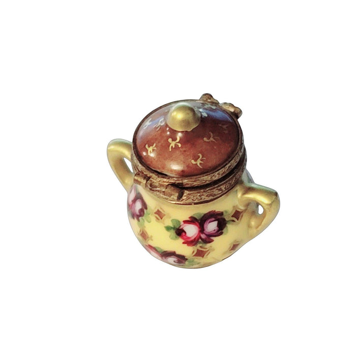 Brown Yellow Pot Canister Urn Tea Chest Porcelain Limoges Trinket Box - Limoges Box Boutique