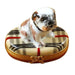 Bulldog on Plaid Rug Limoges Box - Limoges Box Boutique