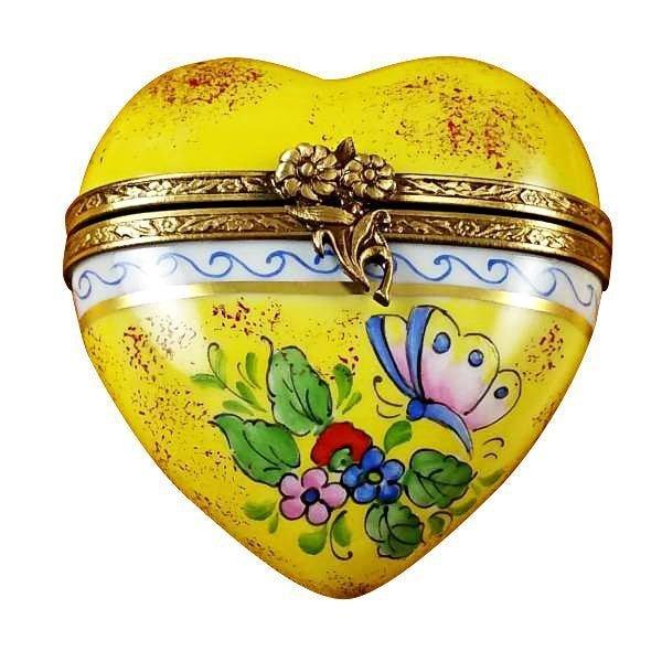 Butterfly Heart - Yellow Limoges Trinket Box - Limoges Box Boutique