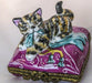 Cat on Pink Pillow Porcelain Limoges Trinket Box - Limoges Box Boutique