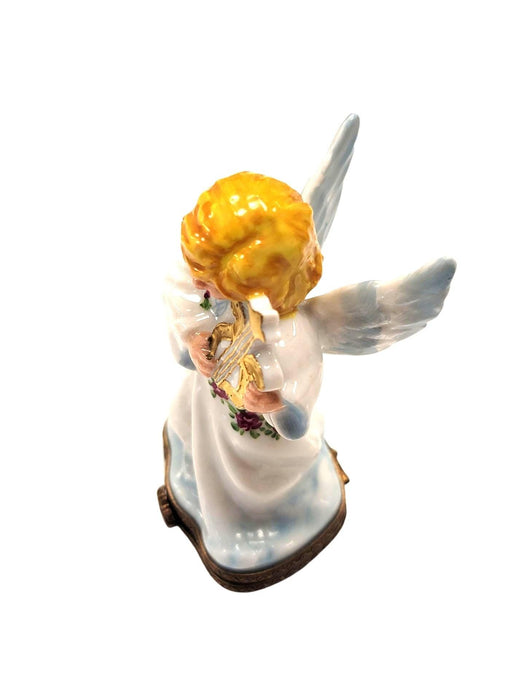Christmas Angel w Lyre - Highly Detailed Limoges Box Figurine - Limoges Box Boutique